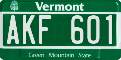 VT license plate AKF601