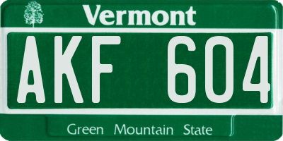 VT license plate AKF604
