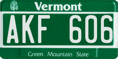 VT license plate AKF606
