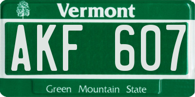 VT license plate AKF607