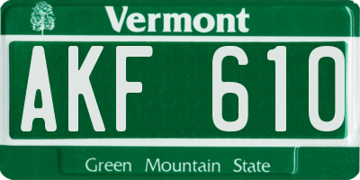 VT license plate AKF610