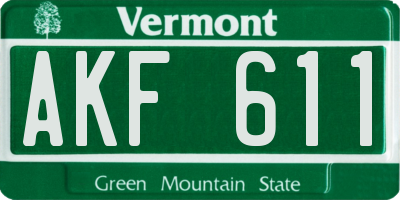 VT license plate AKF611