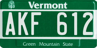 VT license plate AKF612