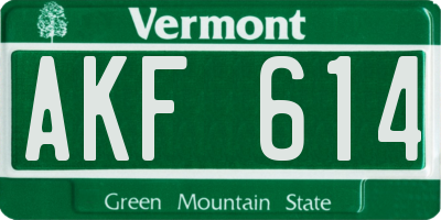 VT license plate AKF614