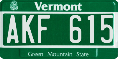 VT license plate AKF615