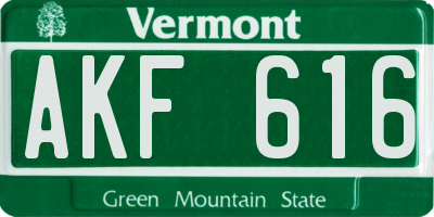 VT license plate AKF616