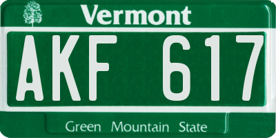 VT license plate AKF617