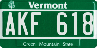 VT license plate AKF618