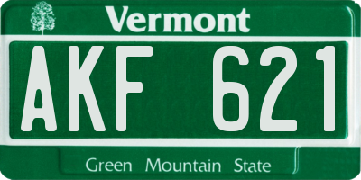 VT license plate AKF621