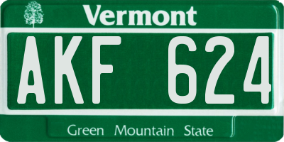 VT license plate AKF624