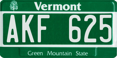 VT license plate AKF625