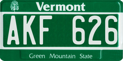 VT license plate AKF626