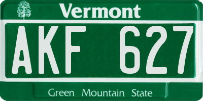 VT license plate AKF627