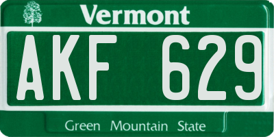 VT license plate AKF629