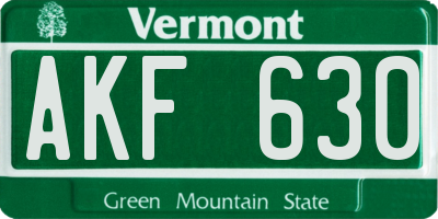 VT license plate AKF630