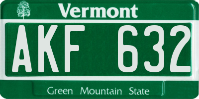 VT license plate AKF632