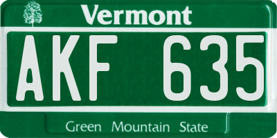VT license plate AKF635
