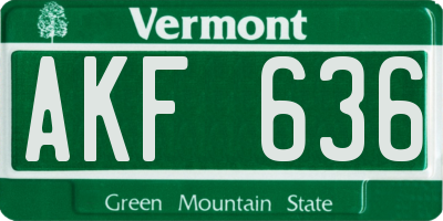 VT license plate AKF636