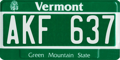 VT license plate AKF637