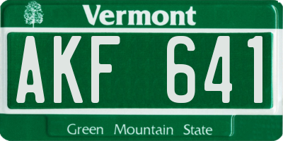 VT license plate AKF641