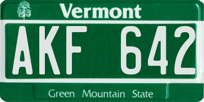VT license plate AKF642