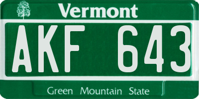 VT license plate AKF643