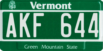 VT license plate AKF644