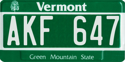 VT license plate AKF647