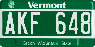 VT license plate AKF648