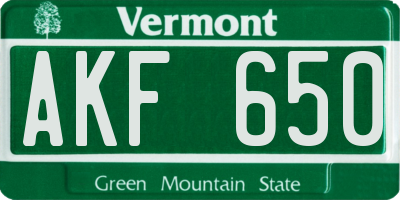 VT license plate AKF650