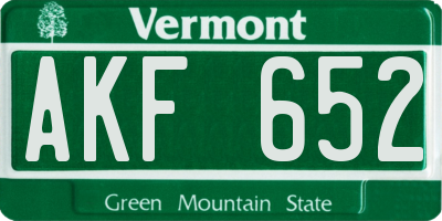 VT license plate AKF652
