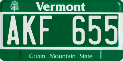 VT license plate AKF655