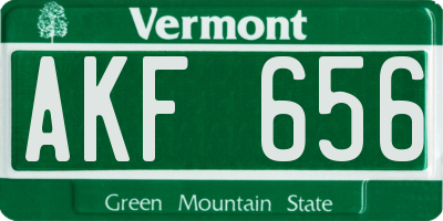 VT license plate AKF656