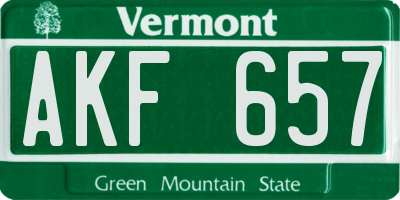 VT license plate AKF657