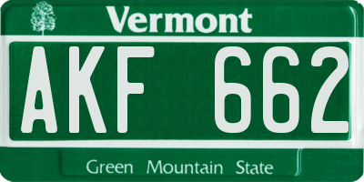 VT license plate AKF662