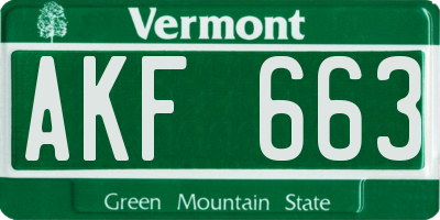 VT license plate AKF663