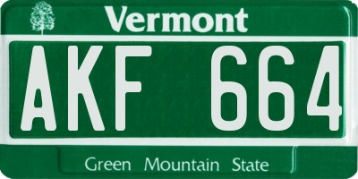 VT license plate AKF664
