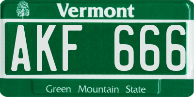VT license plate AKF666