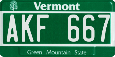 VT license plate AKF667