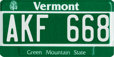 VT license plate AKF668