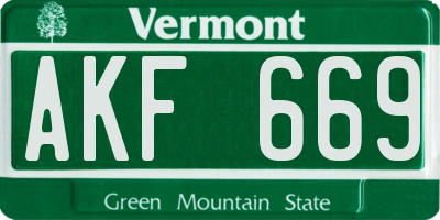 VT license plate AKF669