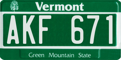 VT license plate AKF671