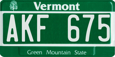 VT license plate AKF675