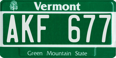 VT license plate AKF677