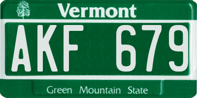 VT license plate AKF679