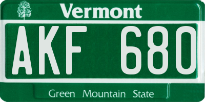 VT license plate AKF680