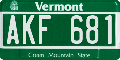 VT license plate AKF681