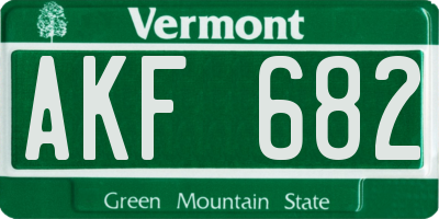 VT license plate AKF682