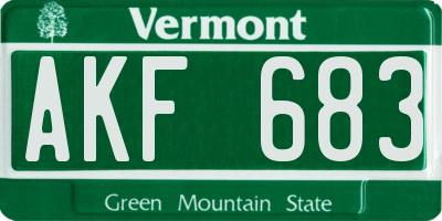 VT license plate AKF683