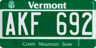 VT license plate AKF692
